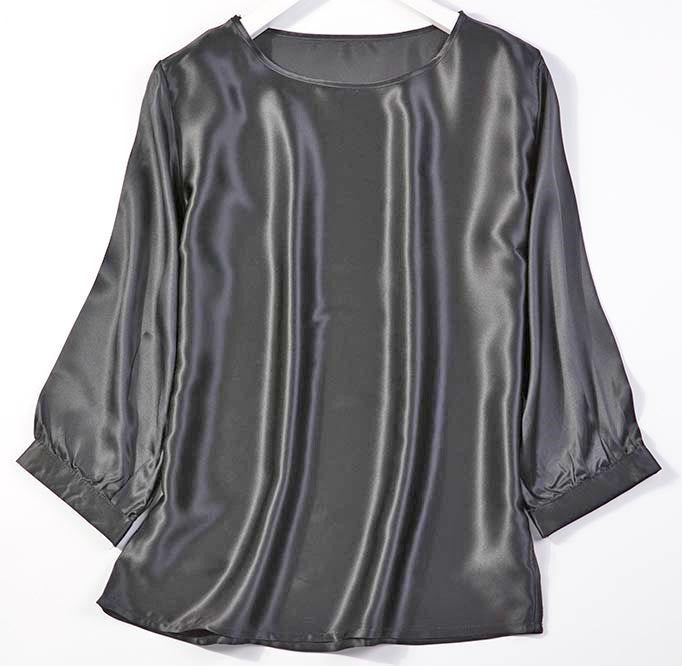 Chemise en satin brillant avec perles de soie et ver à soie haut de gamme