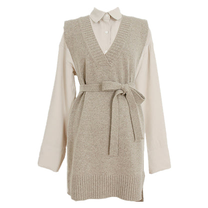 Knitted Waistcoat Vest Skirt Two-piece Suit