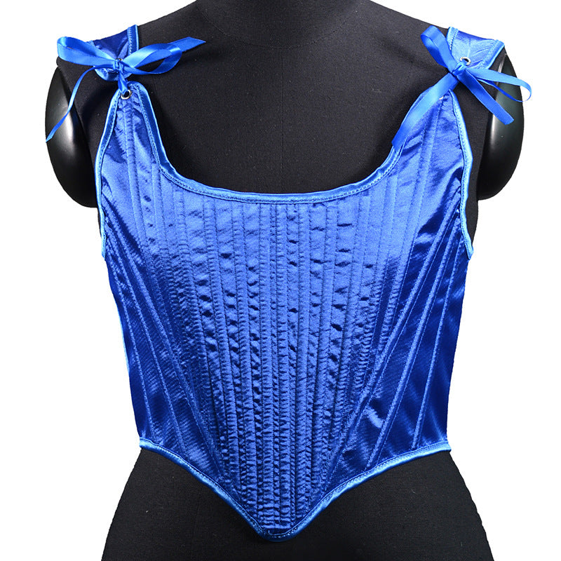 Satin Tunic Sexy Strap Slim Fit Cropped Fishbone Corset