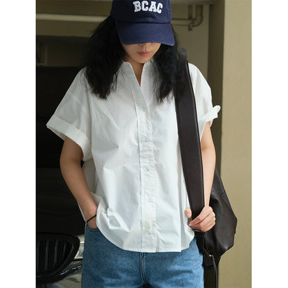 New Japanese Refreshing Casual Rolled Shirt Loose