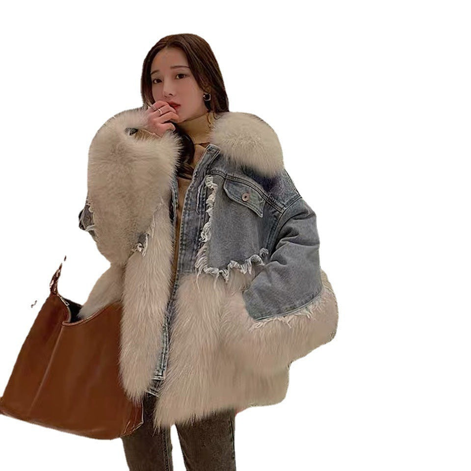 Women's Environmental Fur Coat Denim Parka