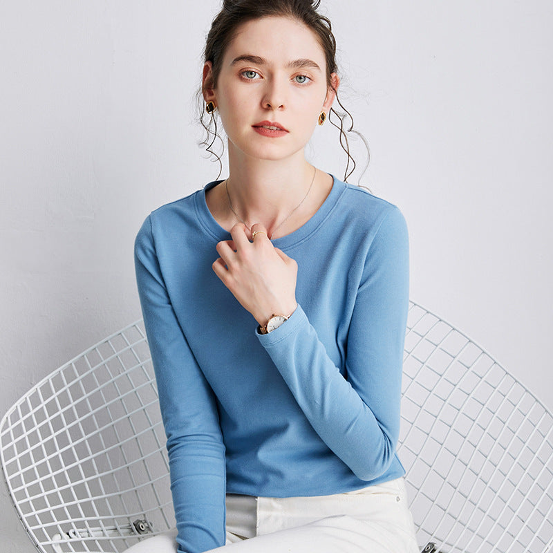 Base Shirt Round Neck T-shirt Loose Solid Color Simple Top