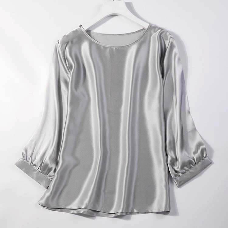 Chemise en satin brillant avec perles de soie et ver à soie haut de gamme