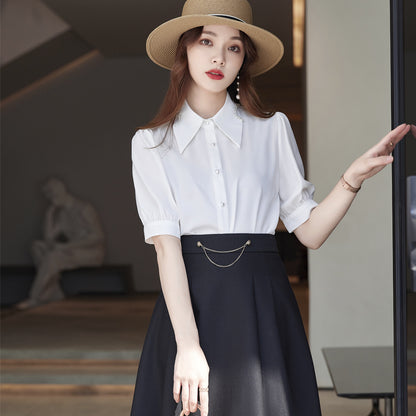 Fashion Short Sleeve Women's Yellow Shirt Business Wear