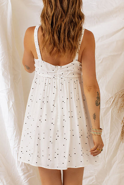 Minivestido blanco con estampado de estrellas y busto fruncido