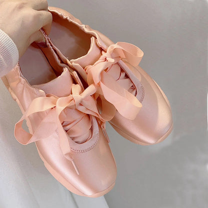 Zapatillas de ballet con cordones plateadas para mujer Zapatilla informal