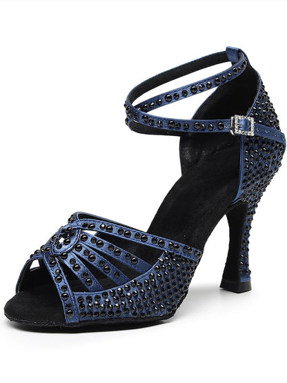 Rhinestone Women's Latin Dancing Shoes Dark Blue