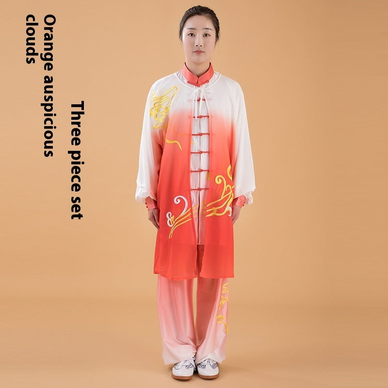 Milk Silk Gradient Color Tai Ji Suit Middle-aged And Elderly Martial Arts Costume Suit