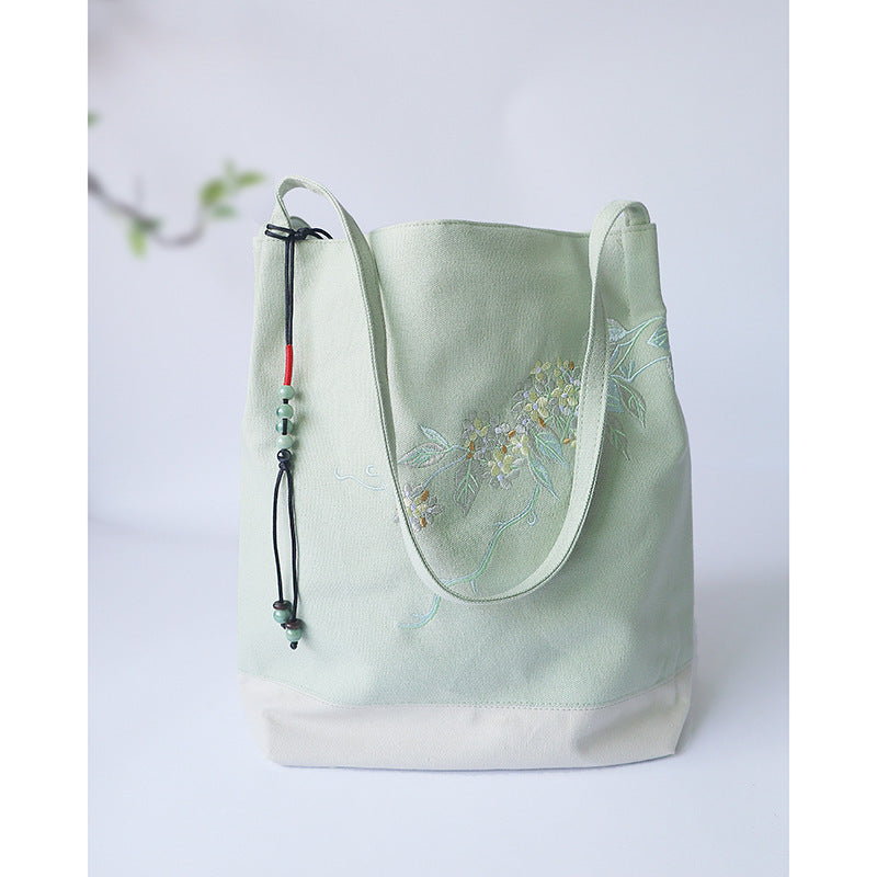 Mori Literature And Art Retro Harajuku Student Embroidered Antiquity Hanfu Canvas Bag