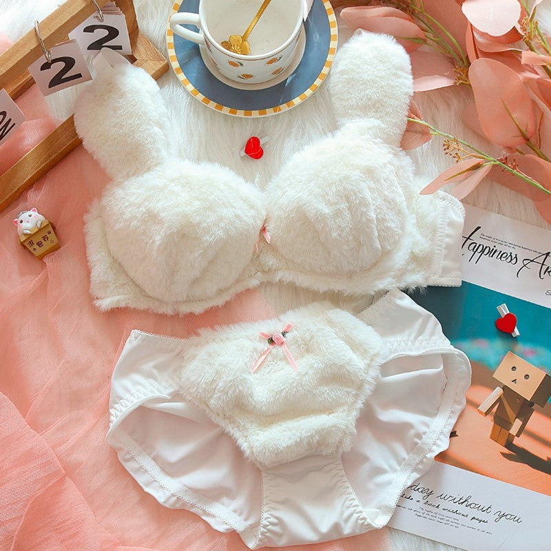 Conjunto de bragas de sujetador de felpa Moon Rabbit Girl