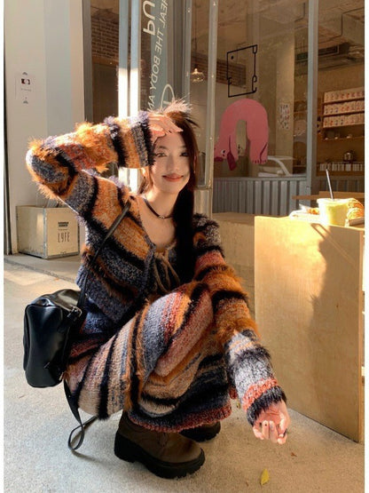 Wear Gradient Cardigan Sweater Coat Women's Long Knit Halter Dress Fashion Suit