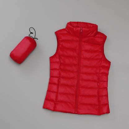 Gilet en duvet léger pour femmes, gilet court et Slim de Style coréen à col montant