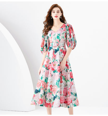 Vestido largo ajustado a la cintura para mujer