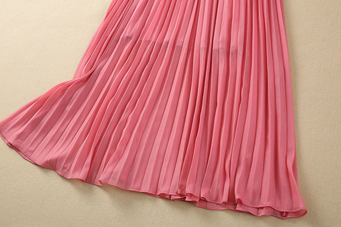 Silver Silk Pleated Elastic Waist Dress