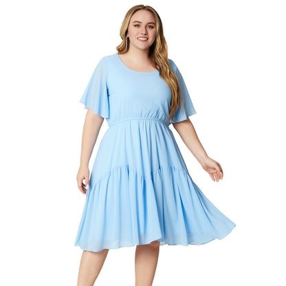 Robe en mousseline imprimée à manches courtes pour femmes