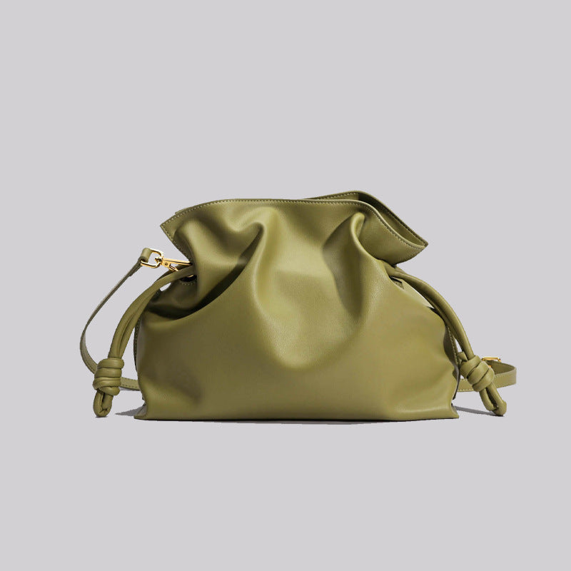 Bolso de mano de piel de vaca plisado de moda para mujer