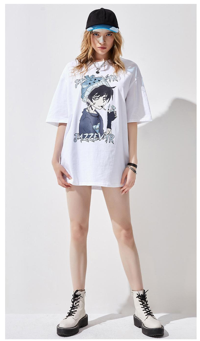 Cotton Cartoon Printed Fashion Three-quarter Short Sleeve