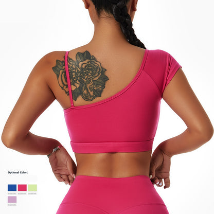 Costume de Yoga pour femmes, vêtements de course et de cyclisme, soutien-gorge de sport à épaules dénudées, collants d'entraînement de gymnastique