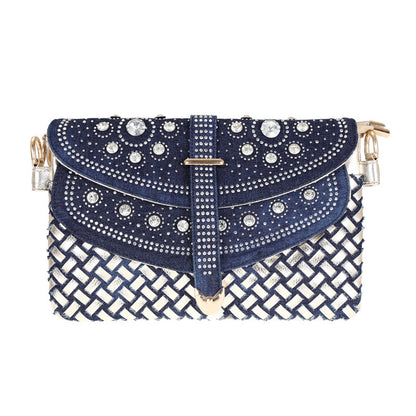 Diamond Denim One-shoulder Crossbody Bag