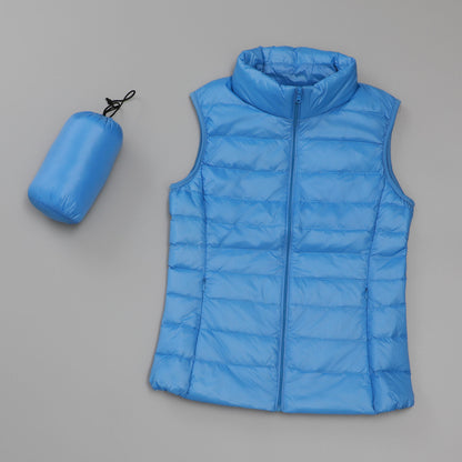 Gilet en duvet léger pour femmes, gilet court et Slim de Style coréen à col montant