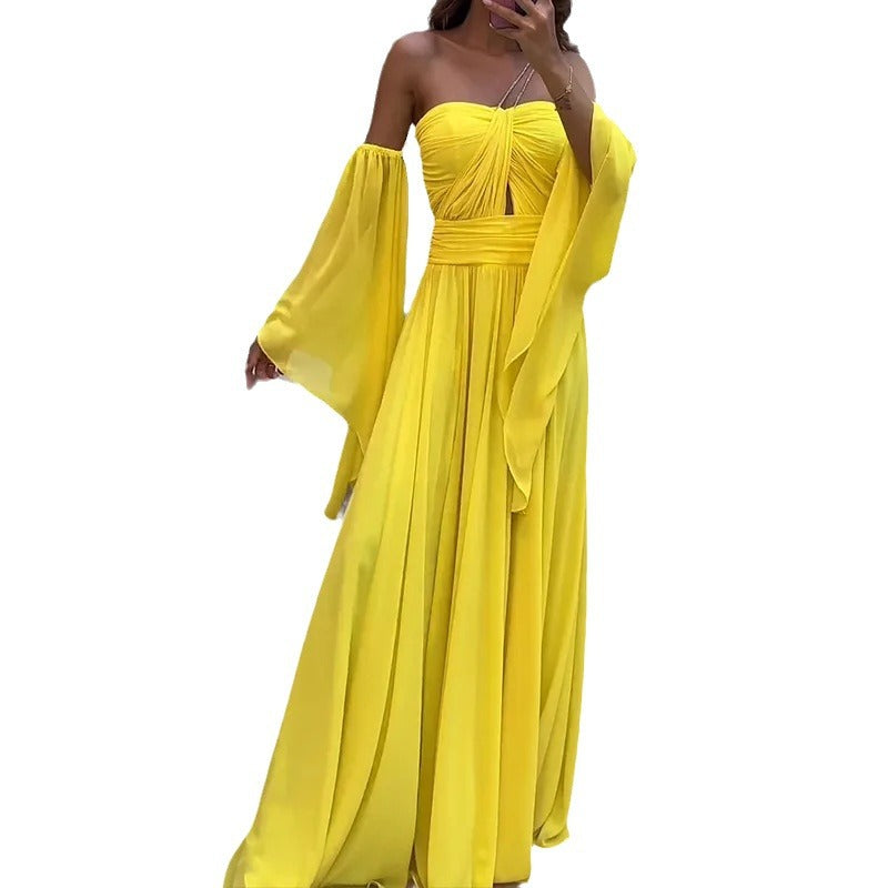 Robe longue à manches longues et haut tube pour femme