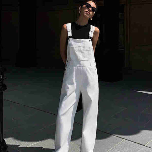 Korean Style Loose Straight Jumpsuit Mopping Wide Leg Pants