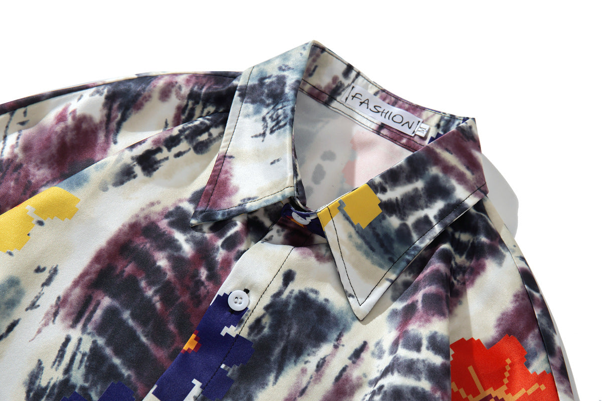 Chaqueta de pareja de manga larga con camisa Tie Dye para hombre