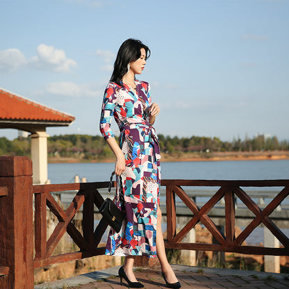 Vestido ajustado de cintura alta adelgazante para mujer, para vacaciones en la playa