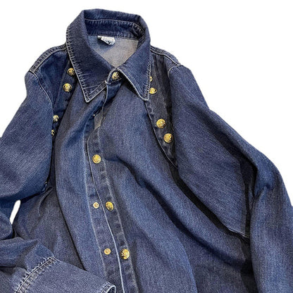 Chemise en jean rétro de Style Hong Kong pour femme, automne et hiver