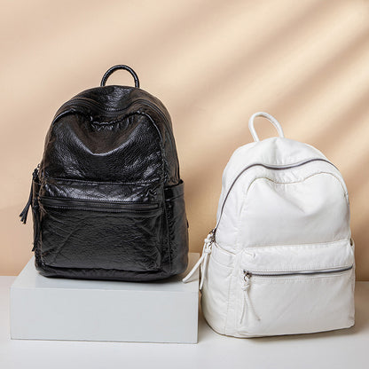 Women's New Washed Fashion Soft Leather Backpack