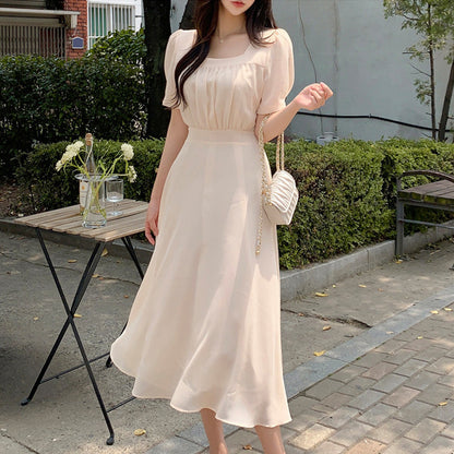 Women's Fashion Solid Color Chiffon Dress