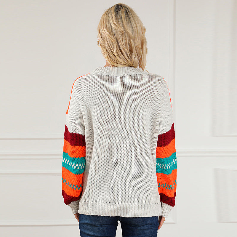 Loose Color Pullover Regular Sleeve Sweater