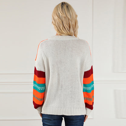 Loose Color Pullover Regular Sleeve Sweater