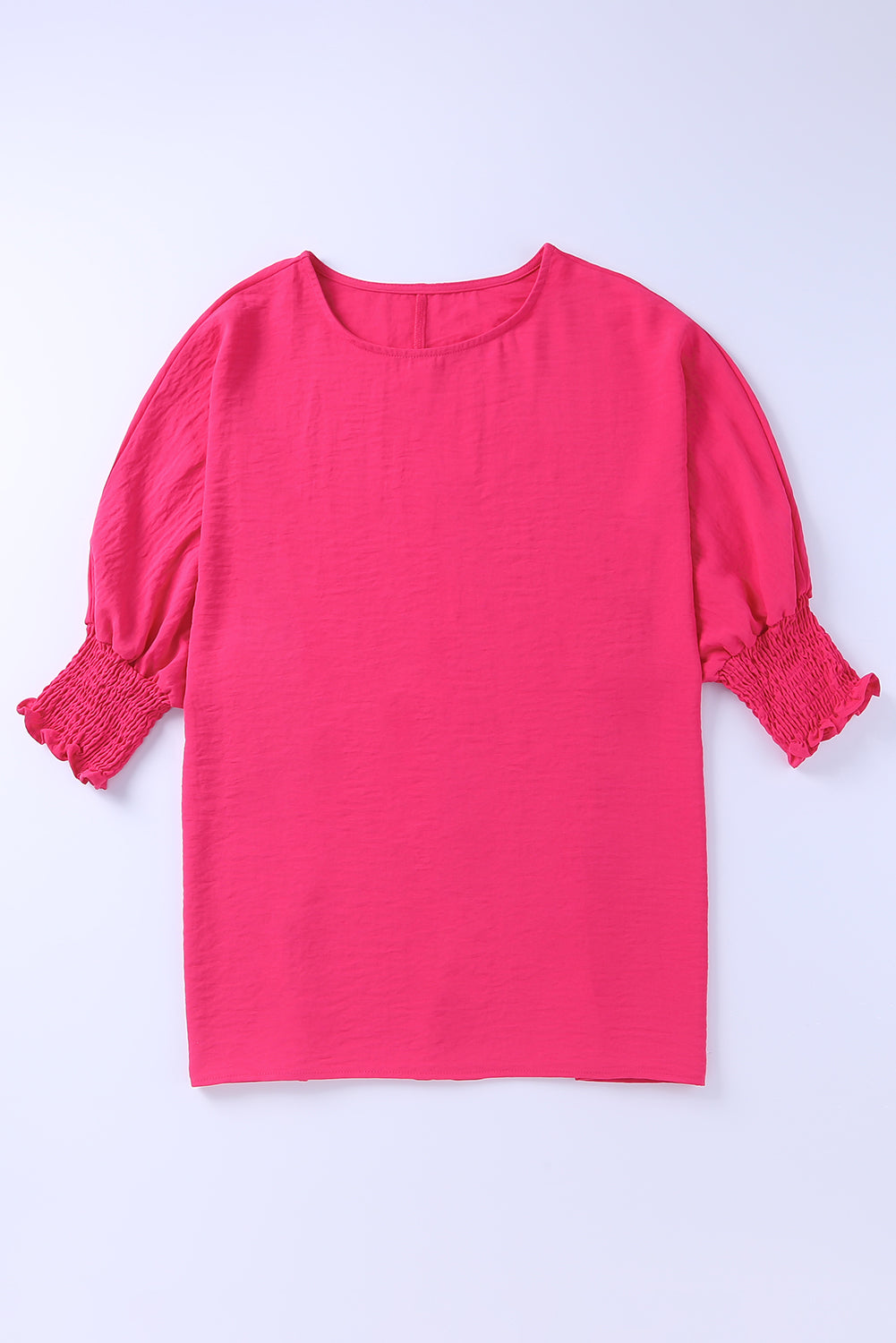 Blusa informal lisa con mangas de murciélago y puños fruncidos albaricoque