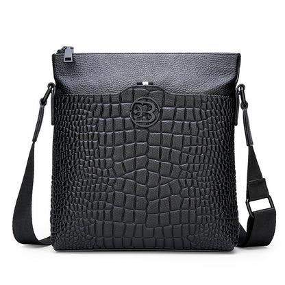 Men's One-shoulder Top Layer Leather Crossbody Bag