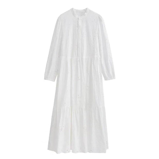 Robe ample brodée creuse pour femmes