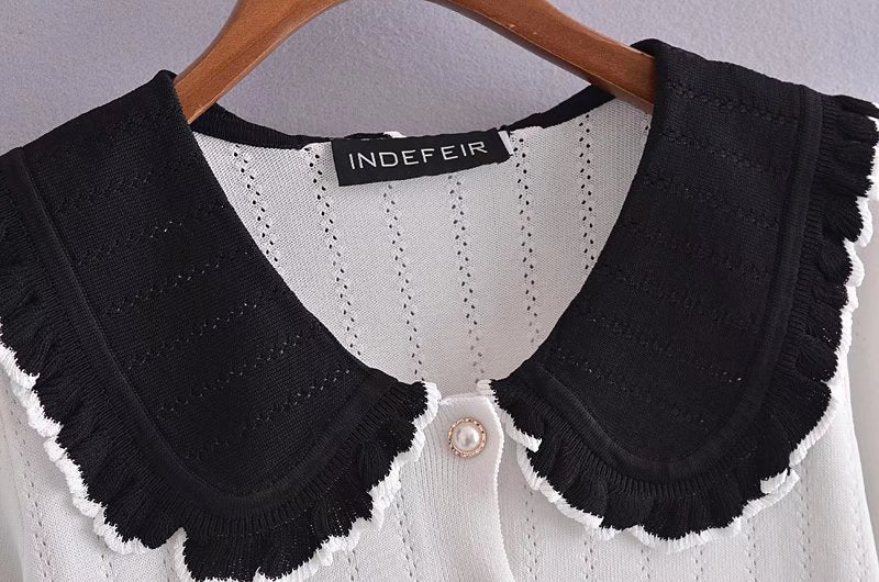 Chaqueta tipo cárdigan de punto con cuello de muñeca para mujer