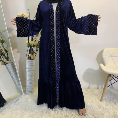 Golden Velvet Gilded Muslim Cardigan Robe