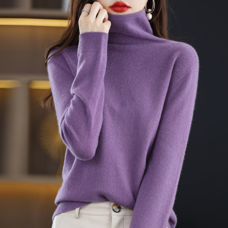 Women's Pile Collar Pullover Long-sleeved Sweater