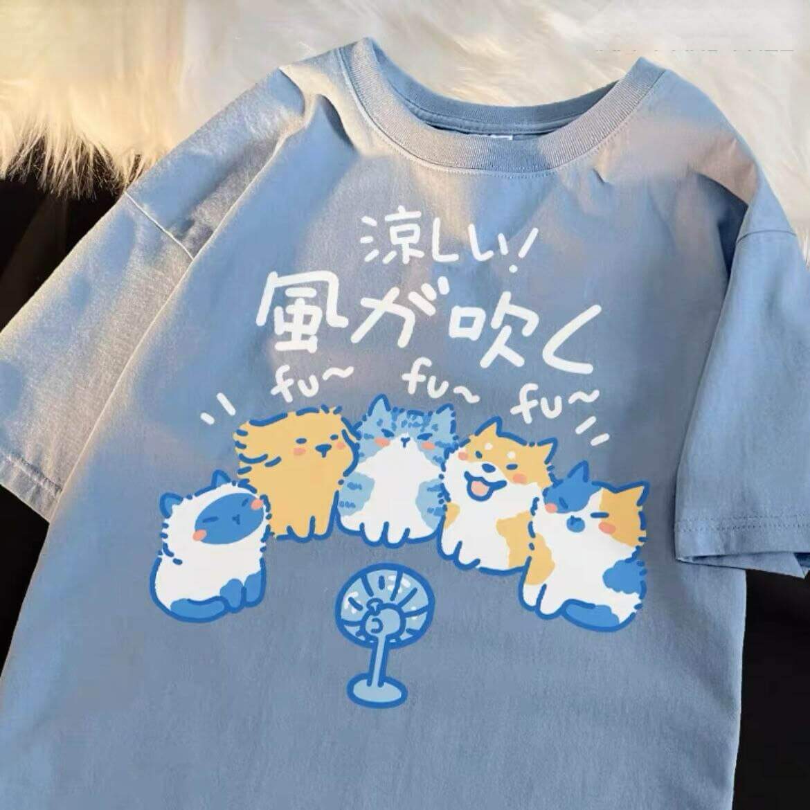 Camiseta holgada de manga corta con estampado de dibujos animados