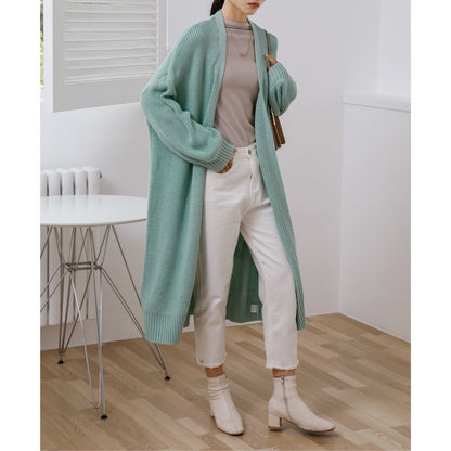 Pull tricoté Cardigan mi-long veste décontractée ample et paresseuse