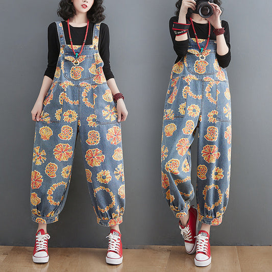 Korean Style Loose Plus Size Denim Overalls