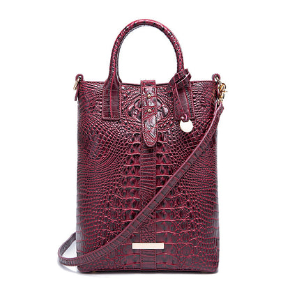 Women's Retro Multi-color Concave-convex Crocodile Pattern Shoulder Bag