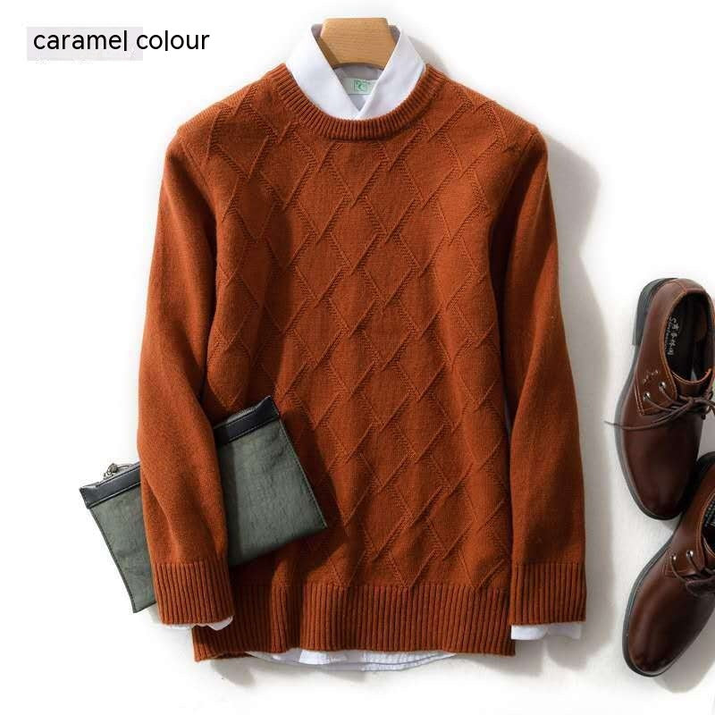 Winter Men's Round Neck Loose Wool Sweater