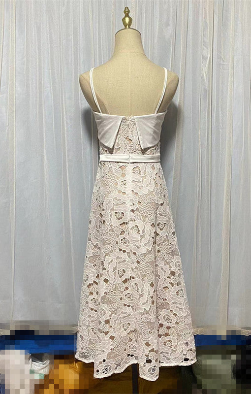 Water Soluble Lace White Suspender Dress