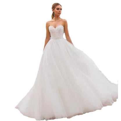 European And American Bride Tied High Waist Slim Lace Super Mori Simple Wedding Dress