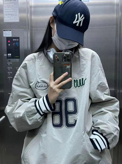 V-neck Baseball Sweater Women's Fashion Shell Jacket