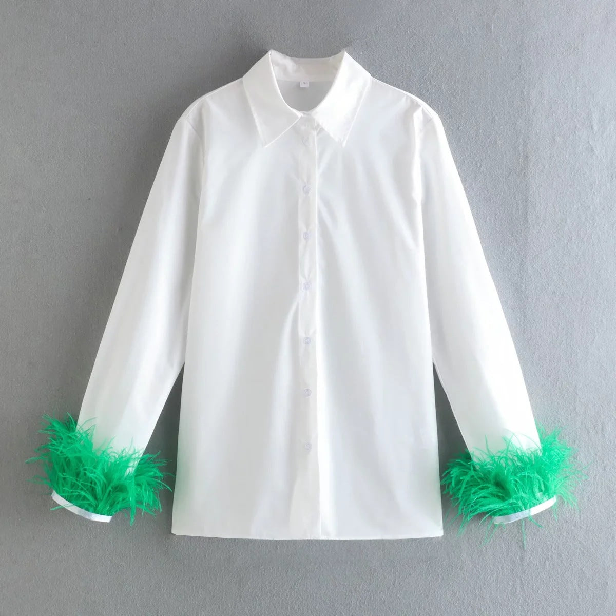 Chemise à plumes à revers, haut à revers, couleur unie