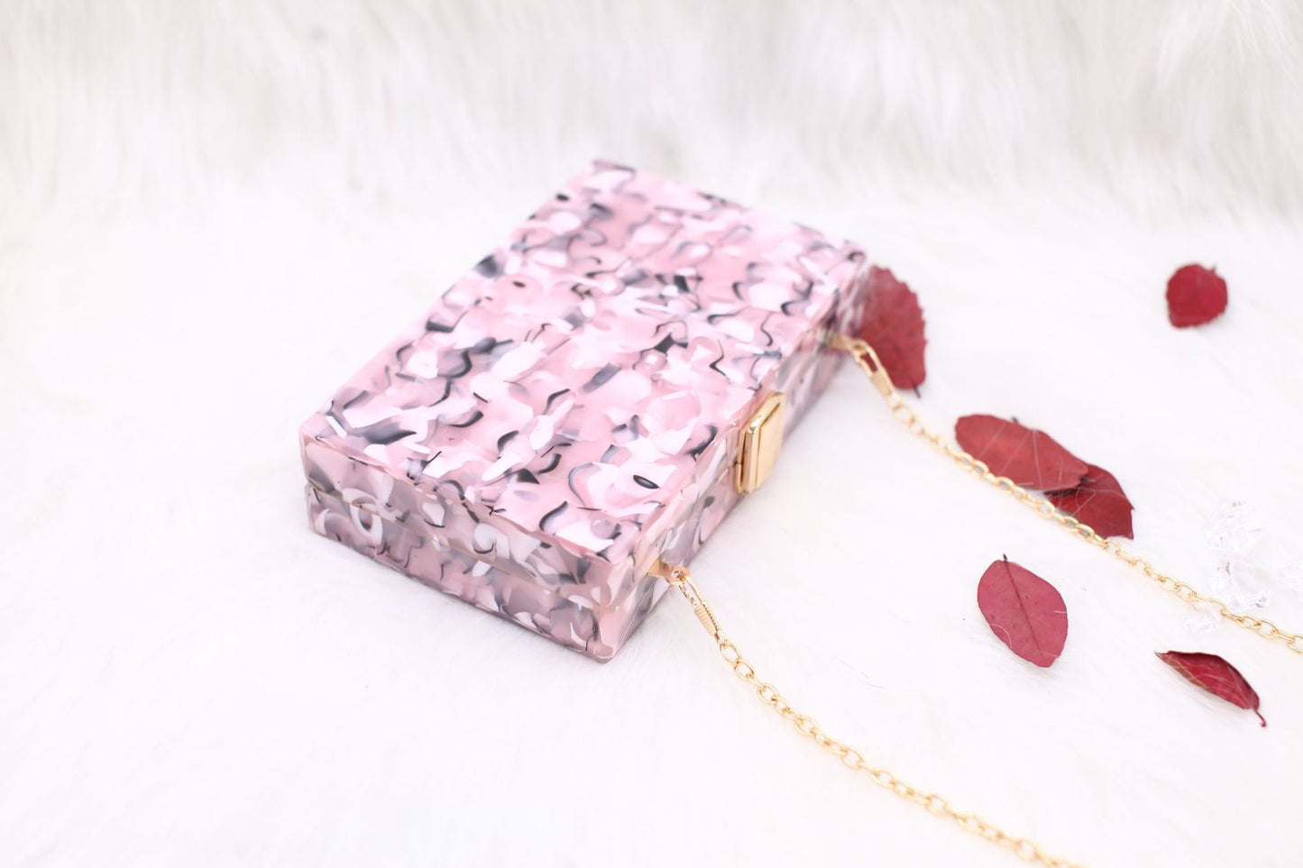 Marble Acrylic Dinner Bag Chain Small Square Female Messenger