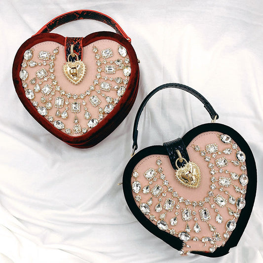 Bolso de mujer Love con diamantes y perlas, gran capacidad y dulce